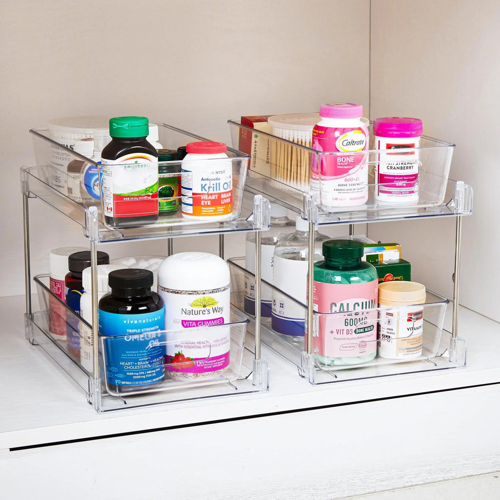 Under Sink Organizer 2 Tier Pull-Out Storage for Pantry Kitchen Z422064