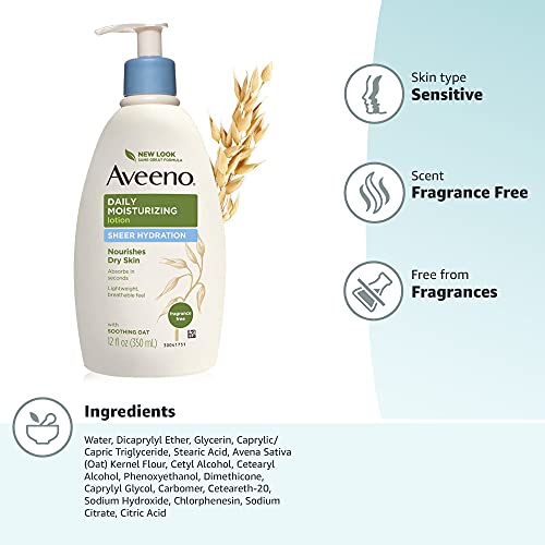 Daily Moisturizing Fragrance-Free Lotion with Prebiotic Oat, 12 fl. oz (Pack of 2) O443