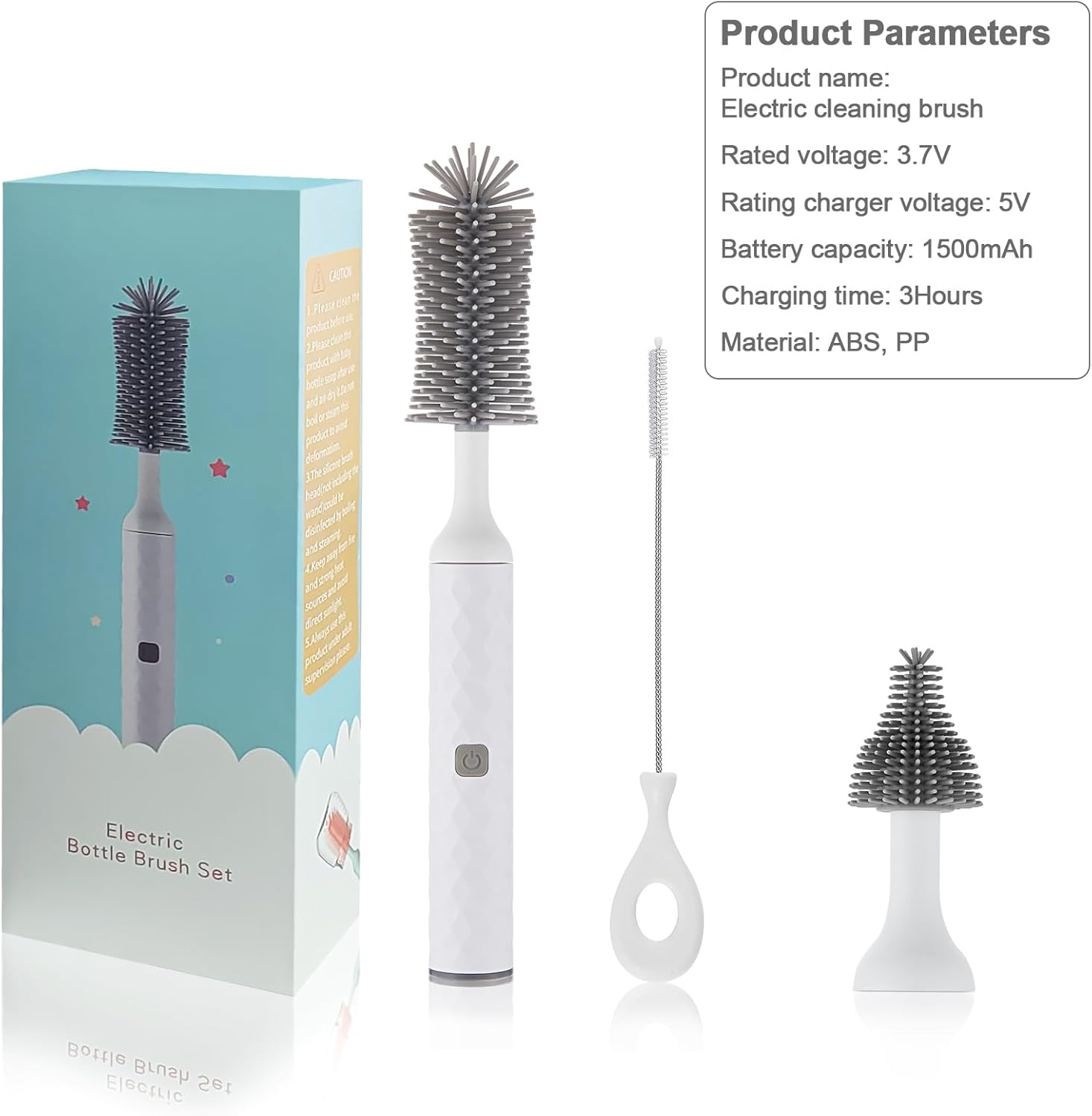 Electric Baby Bottle Brush Set, 360° High-Speed Rotation, Waterproof N467572