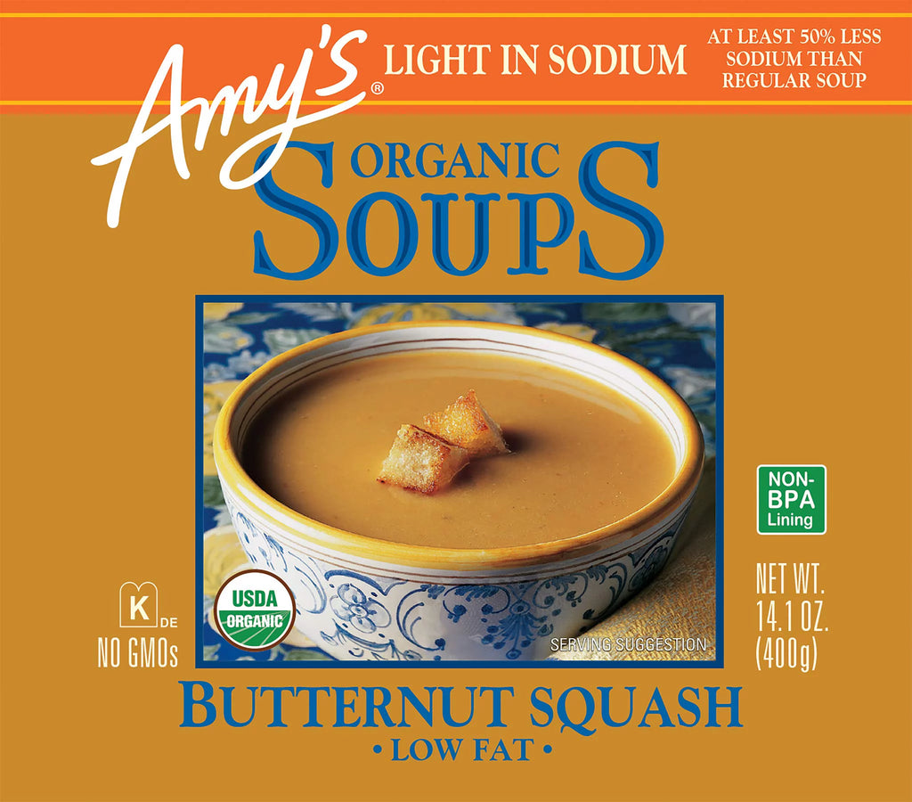 Vegan Organic Butternut Squash Soup, Light in Sodium, Low Fat, 14.1 oz (Pack of 12) V906