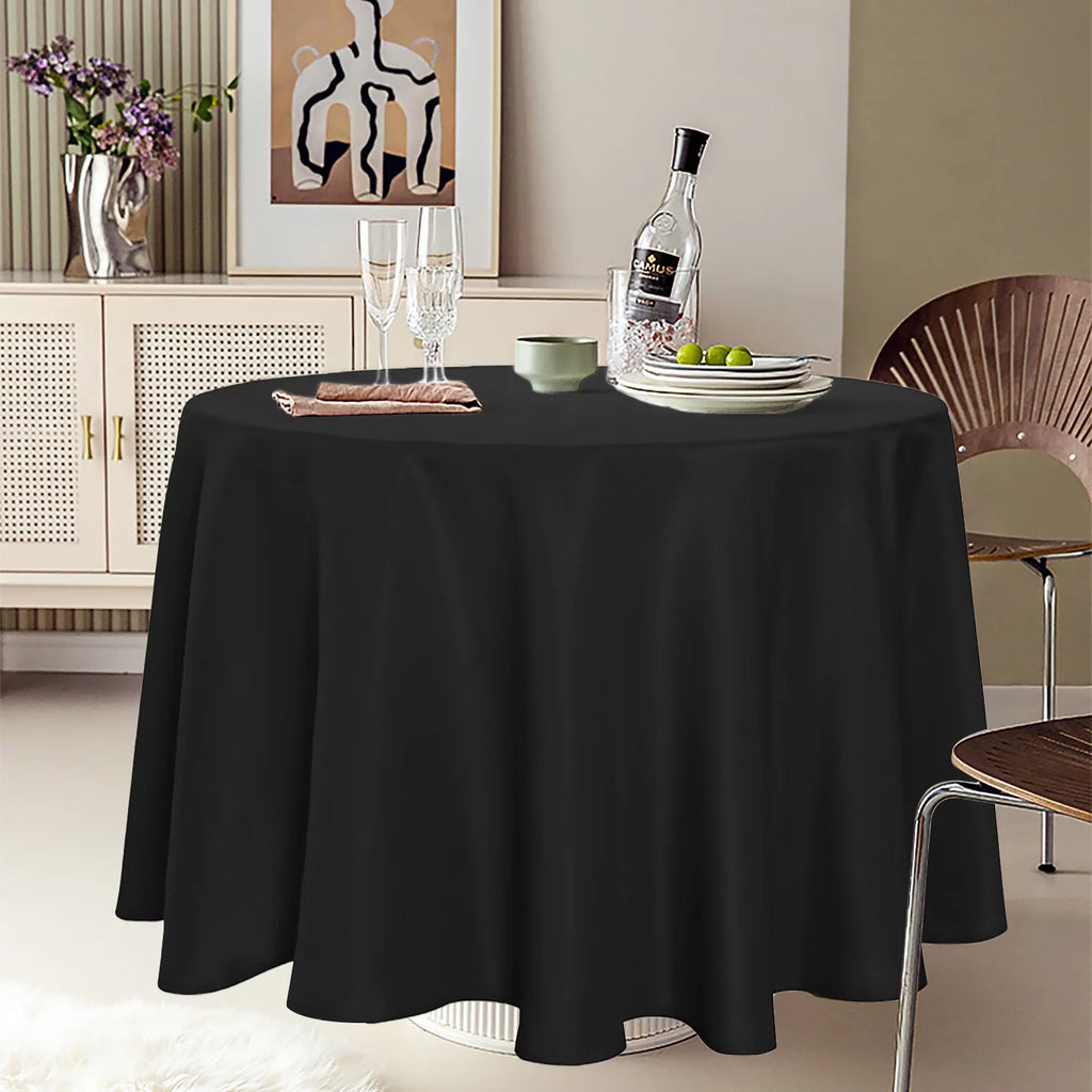 8 Pack Black Round Tablecloths 120 inch Polyester Table Covers X3682