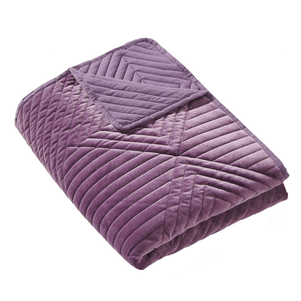 Barefoot Bungalow  Riviera Velvet Quilted Modern Throw Blanket Mauive