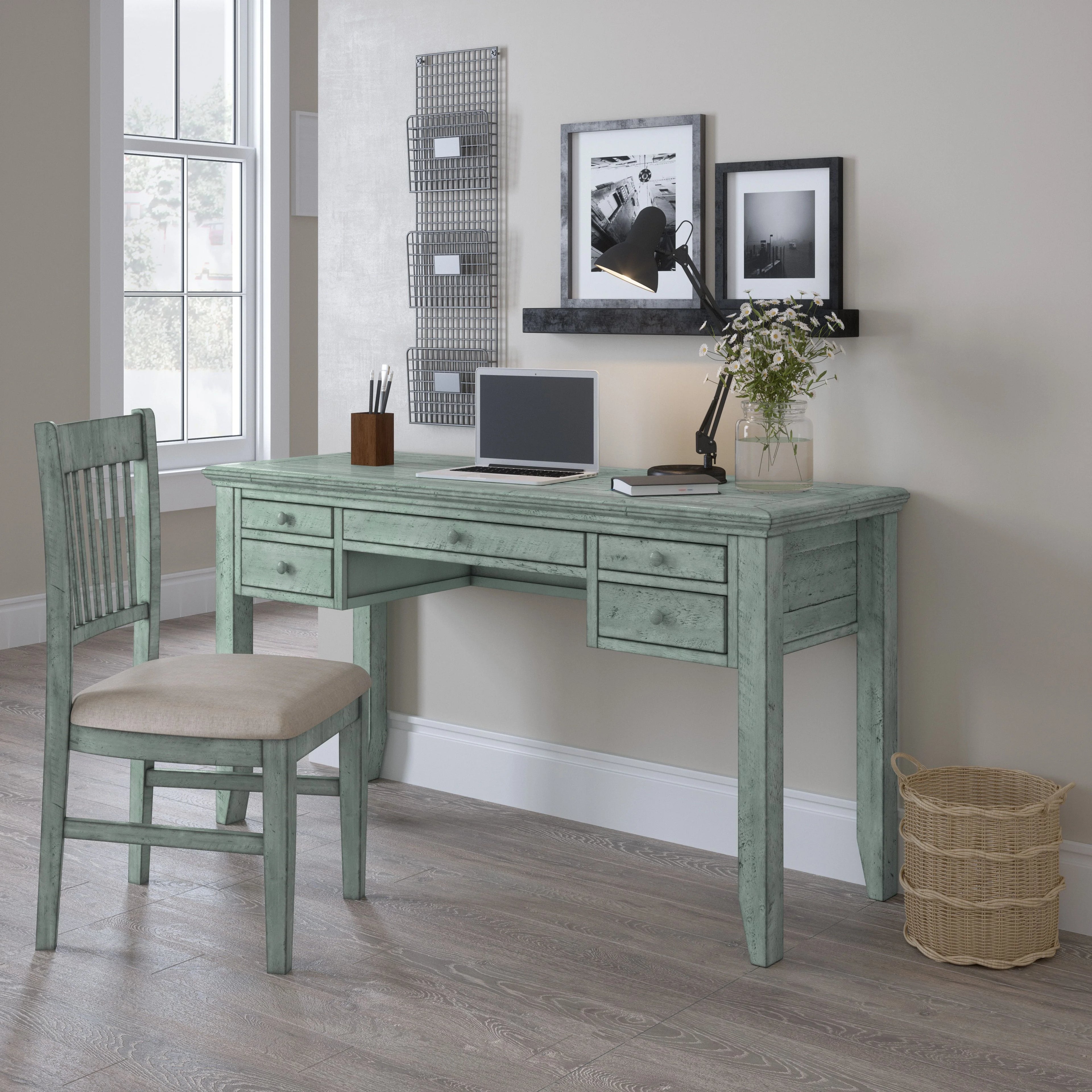 Coastal USB Charging Desk and Chair Set B8812