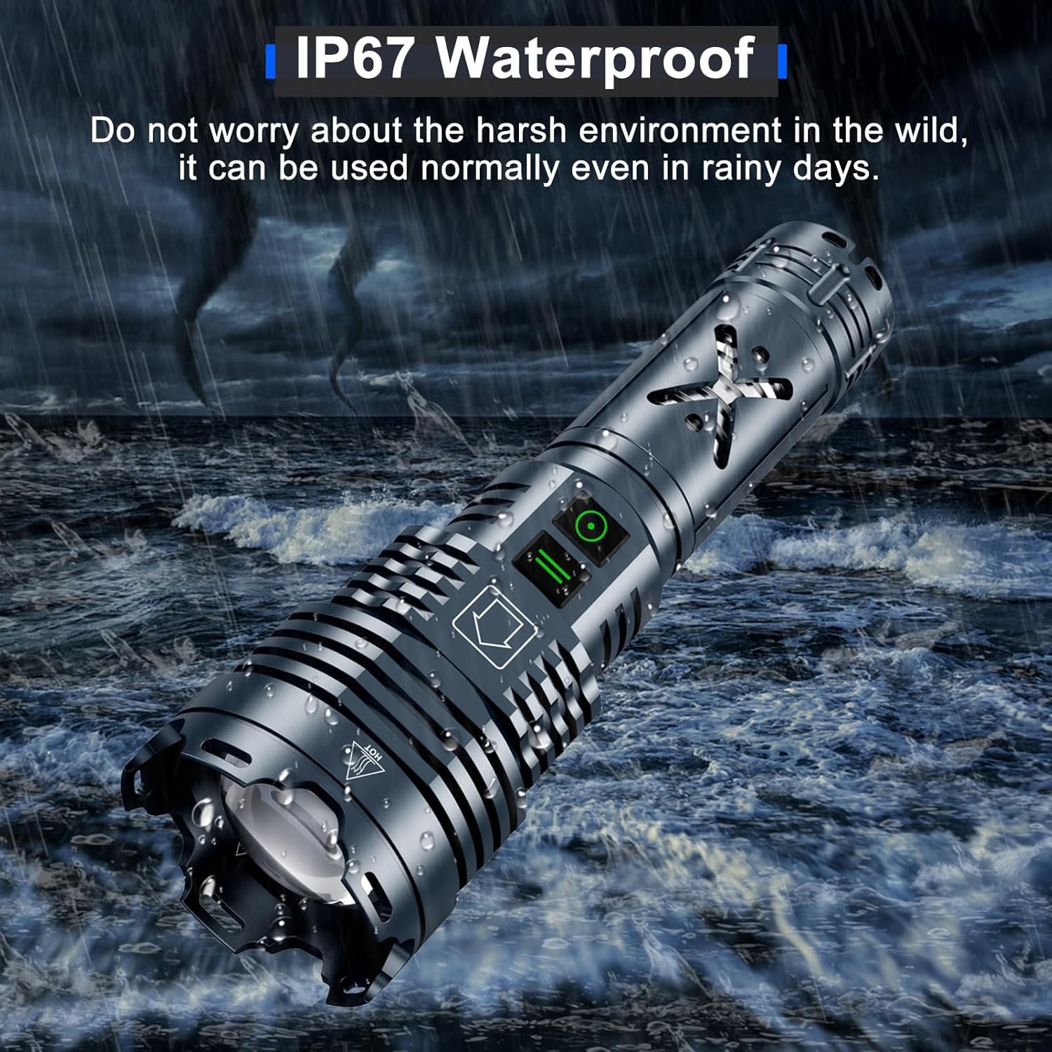 Rechargeable LED Flashlight, High Lumens, Waterproof, Zoomable Y85738