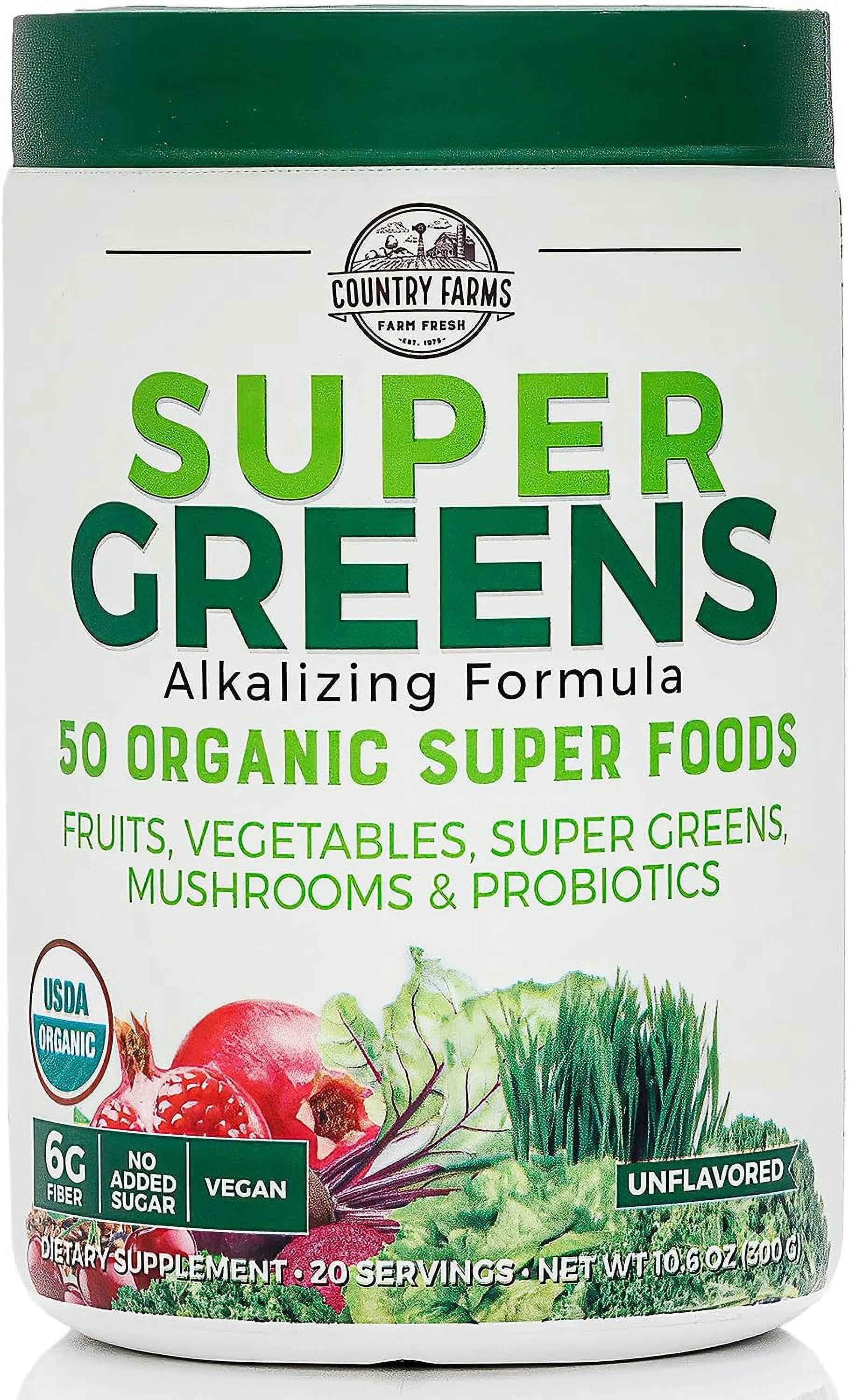 Organic Greens Powder Drink Mix with Probiotics, 20 Servings, 2 Pack Y846