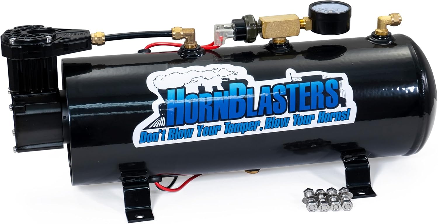 12V 2-Chime 3-Liter Air Horn Kit with 110 PSI Air Source Unit for Cars & Trucks L885467