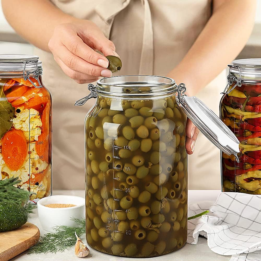 1 Gallon Wide Mouth Glass Storage Jars with Airtight Lids, 2 Pack W949177