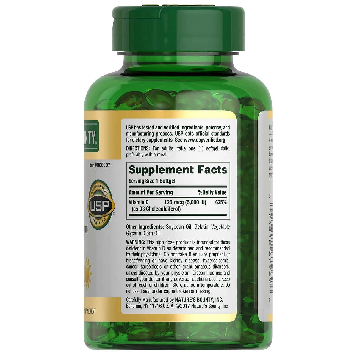 Vitamin D3 125 mcg, 400 Softgels, 5 Pack C54121