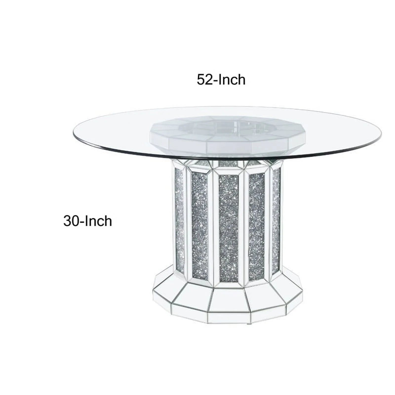 Round Glass Top Dining Table with Cross Oval Base B2734