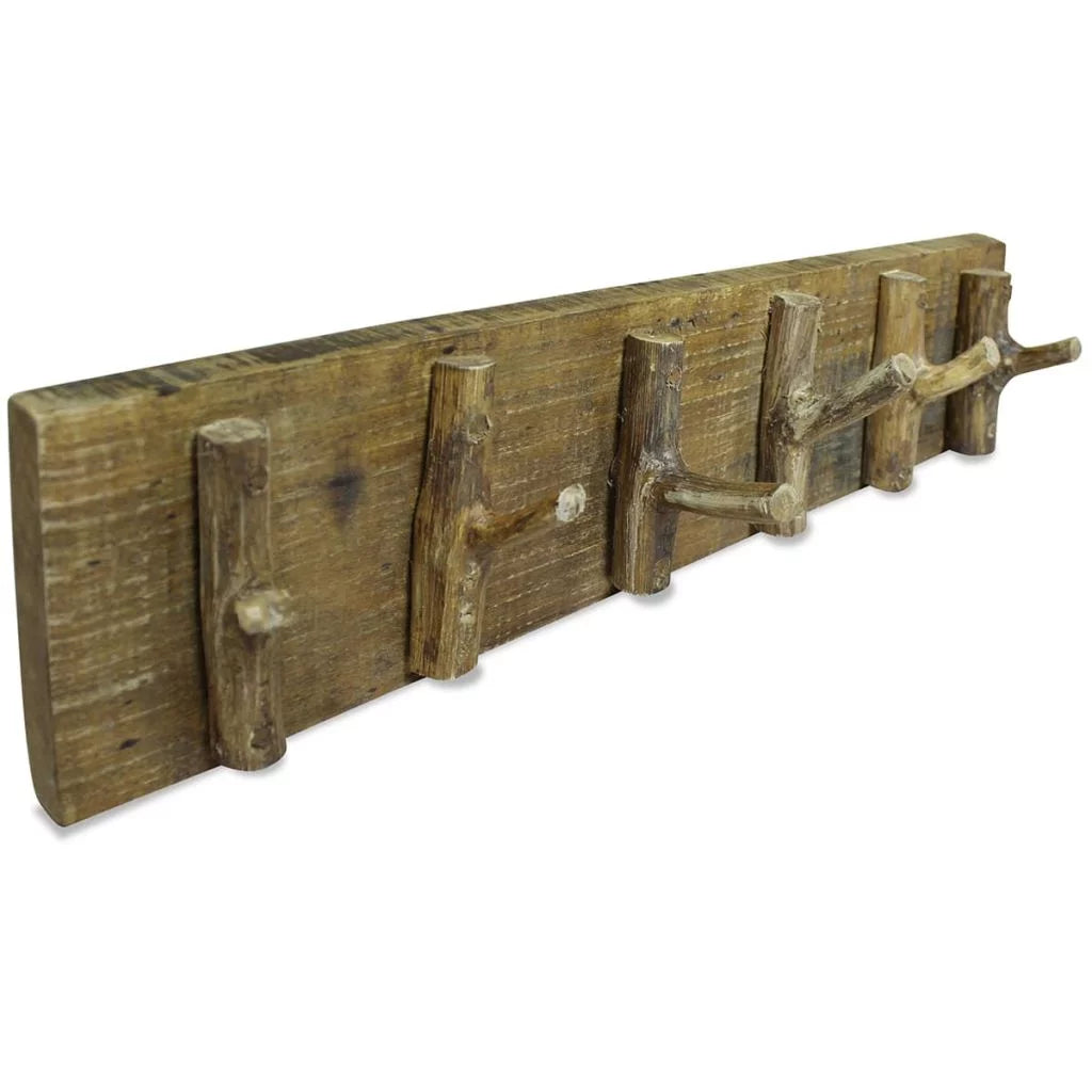 Wall Mounted Coat Rack with 6 Pegs Reclaimed Wood D79019