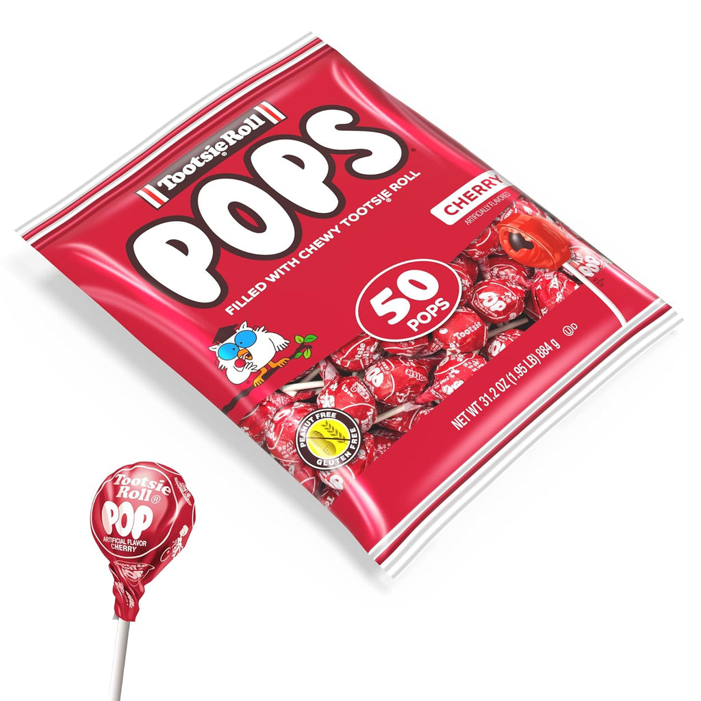 Cherry Flavored Lollipops with Chocolatey Center, Individually Wrapped, 50 Count O989