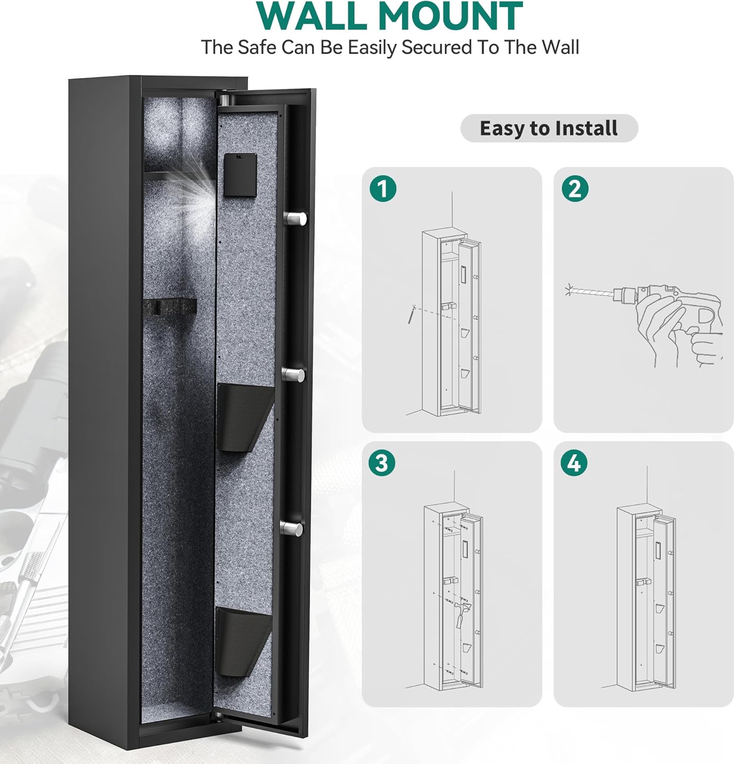 3-5 Rifle Gun Safe with Digital Keypad and Fireproof Bag Z38609