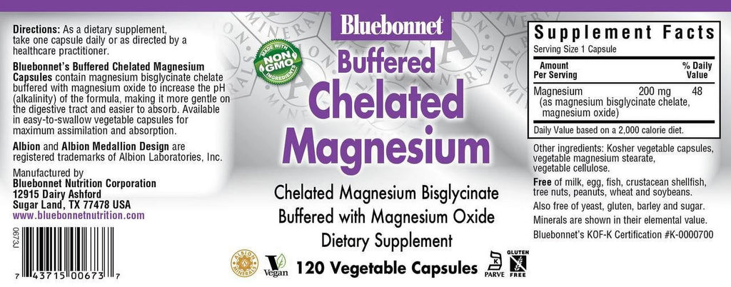 Chelated Magnesium 200 mg, 120 Vegetarian Capsules M251062