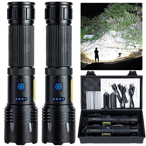 Rechargeable LED Flashlights High Lumen,990,000 Lumens Super Bright Flashlight,Powerful Flash Light 7 Modes with COB Work Light IPX7 Waterproof for Outdoor Emergency Camping Hiking…