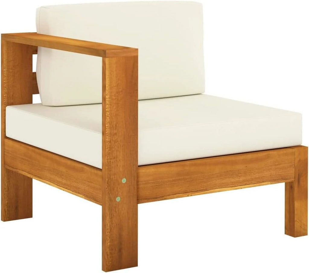 6 Piece Patio Lounge Set with Cream White Cushions and Acacia Wood Outdoor Table U171148