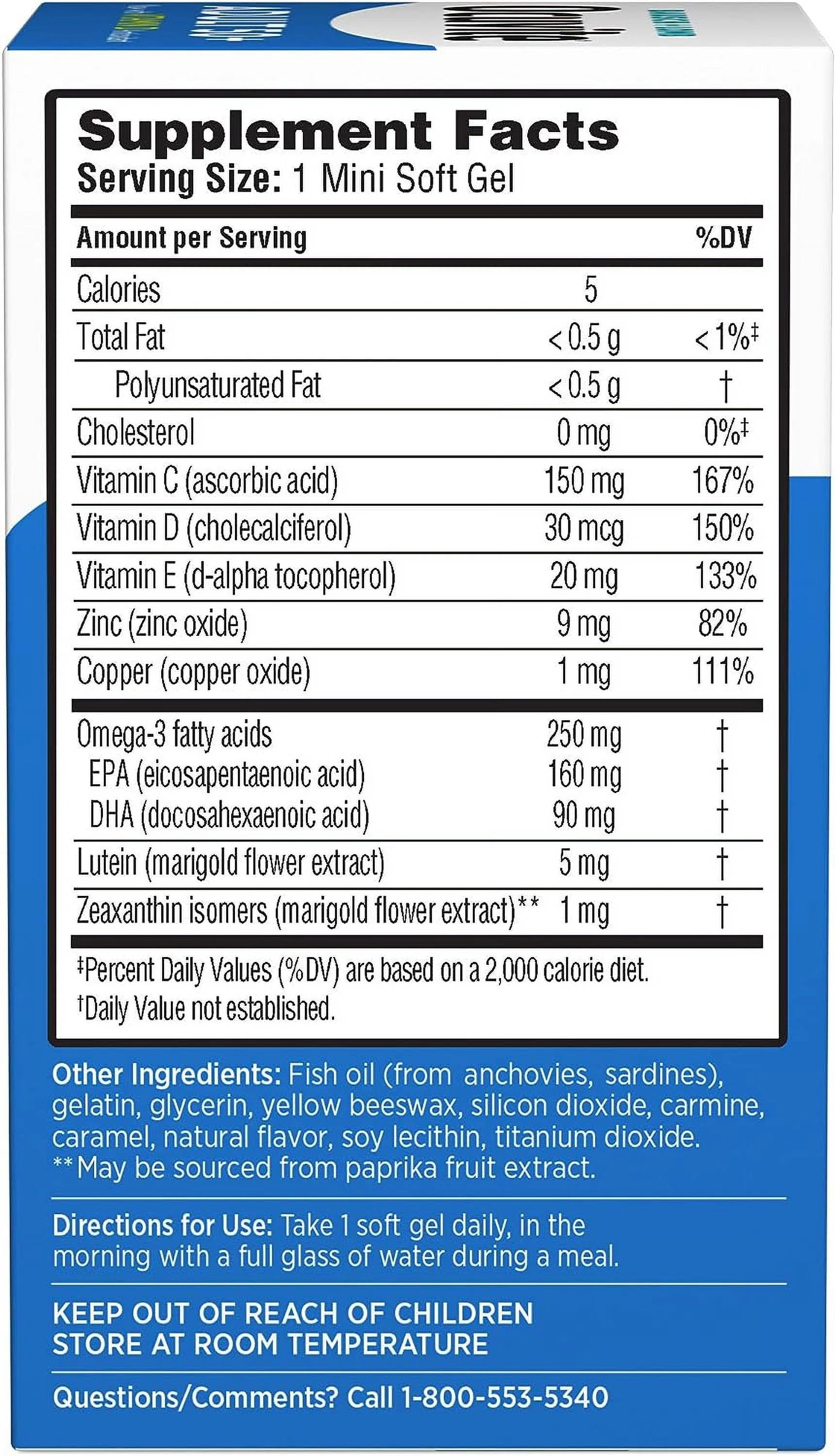 Adult 50+ Eye Vitamin & Mineral Supplement, 150 Softgels W375