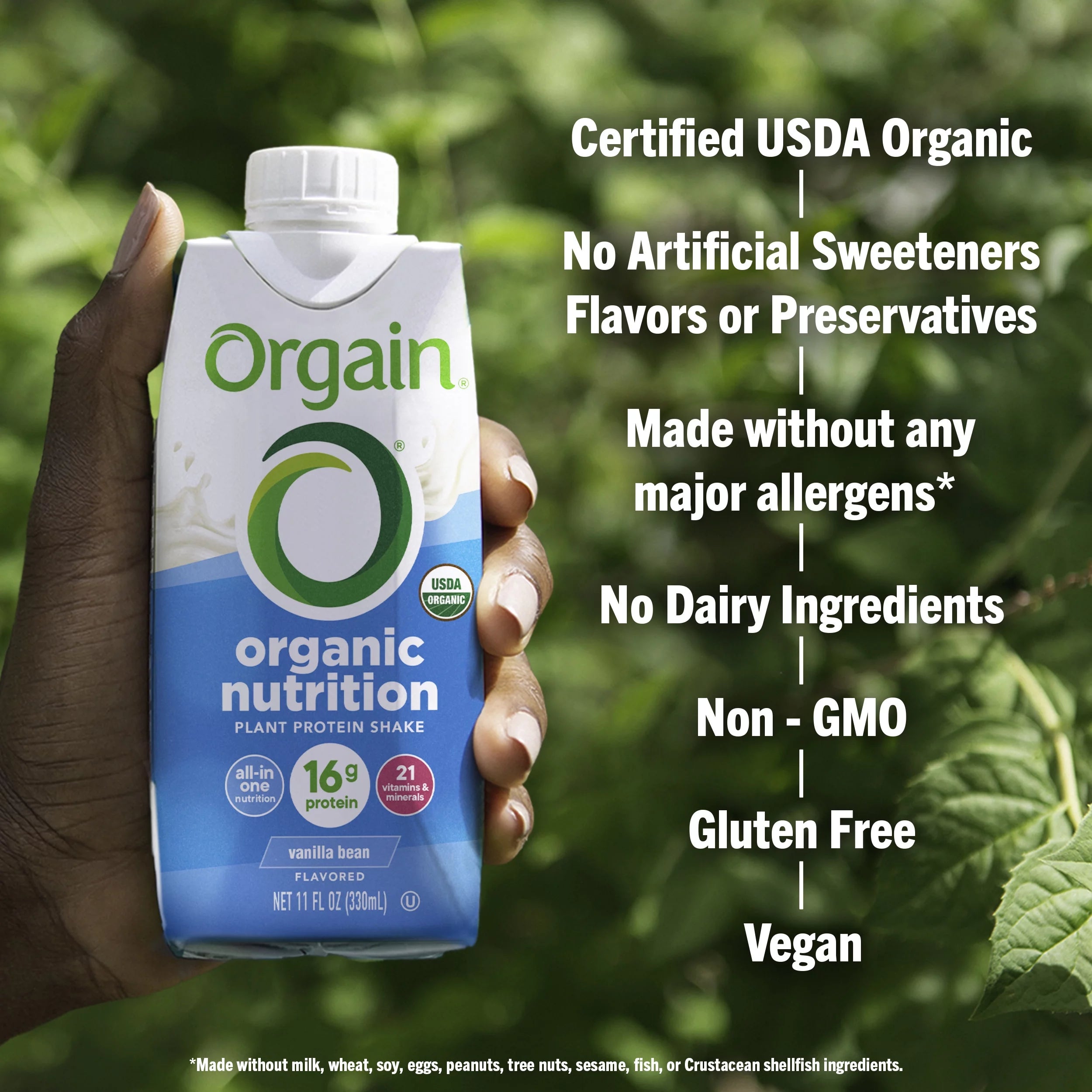 Organic Vegan Protein Shake, Vanilla Bean, 11oz, 12ct F517