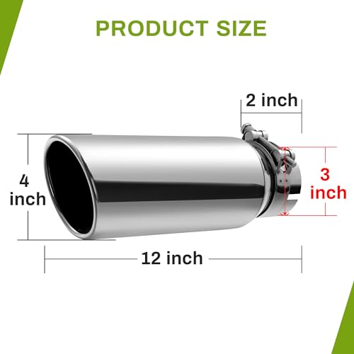 3" Inlet Black Exhaust Tip, 4" Outlet, 12" Length, Stainless Steel, Universal Fit H548