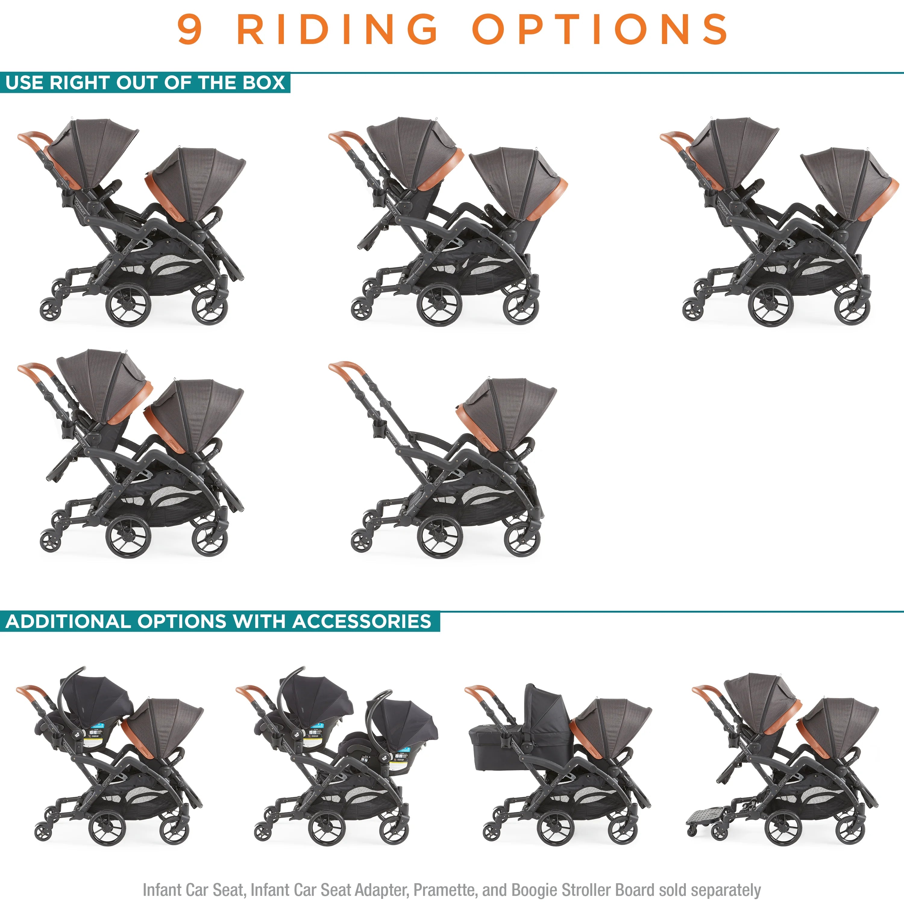Double Tandem Stroller, Black Herringbone P922