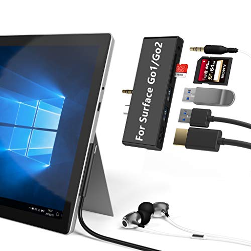 Surface Go Docking Station, For Surface Go1/Go2, 7-in-2 Adapter with 4K USB C to HDMI, 2 USB 3.0 Ports, Earphones Jack ,SD/TF Card Slot