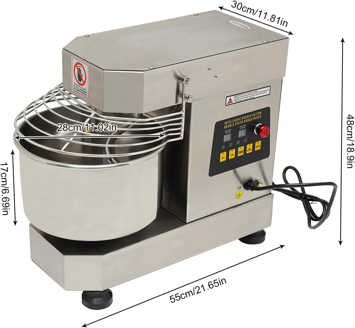 Commercial Food Mixer, 10.5Qt, 1000W Dual Rotating Dough Kneading Machine M950
