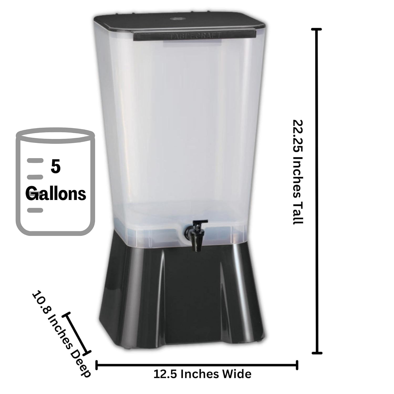 5-Gallon Plastic Beverage Dispenser, Black M647