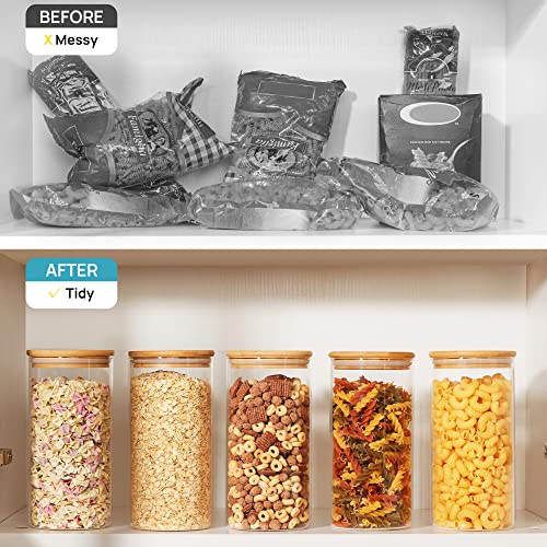 Set of 3 Glass Food Storage Jars with Airtight Bamboo Lids I5441