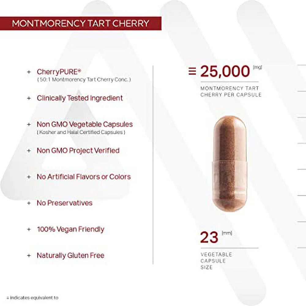 Montmorency Tart Cherry Concentrate - Muscle Recovery, Antioxidants, 120 Veggie Capsules G7951