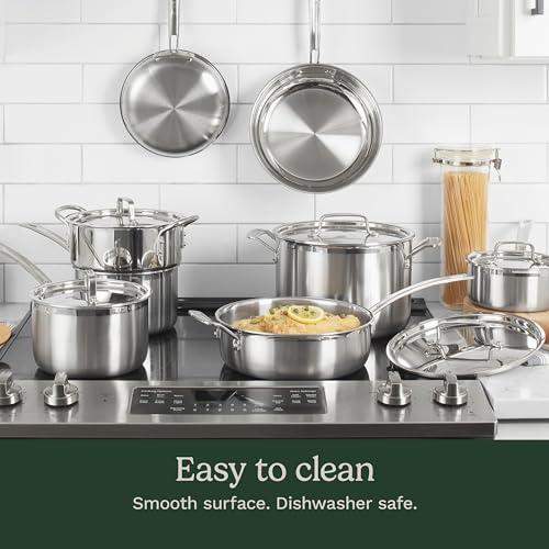 12 Piece Cookware Set, Triple Ply, Silver A6187