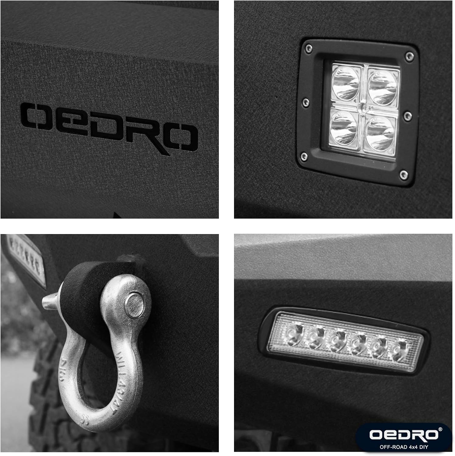 Front Bumper for Jeep Wrangler JL & Gladiator with Winch Plate, LED Lights, D-Rings J609
