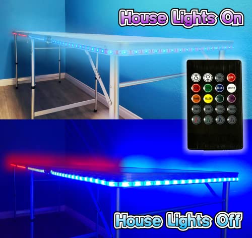 Folding Beer Pong Table with Cup Holes and LED Lights M95139