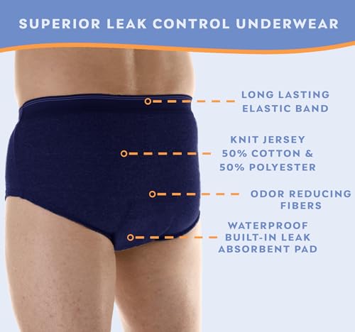 Men’s Incontinence Briefs with Super Absorbency, Reusable & Washable, Gray, M L42743
