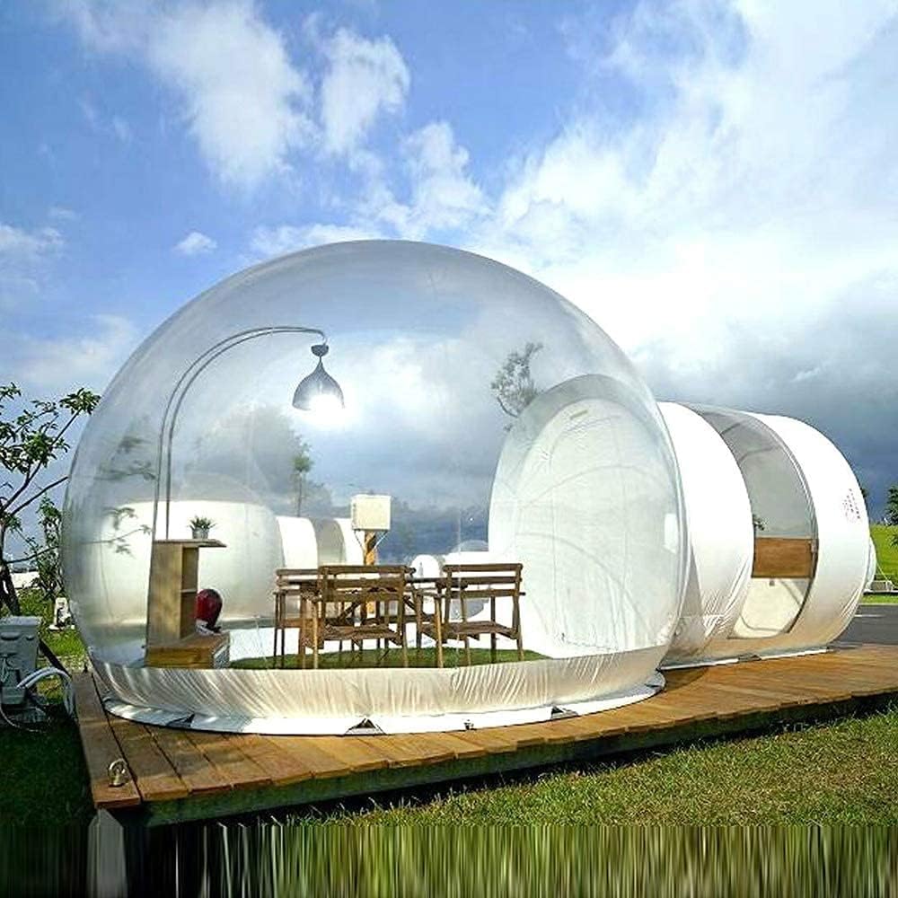 Inflatable Bubble Tent Camping Tent Transparent, Bubble Tent Dome House Camping Tent 10ft with Air Blower for DIY Outdoor Backyard Camping (10ft Transparent Tent + 6.6ft White Tunnel)