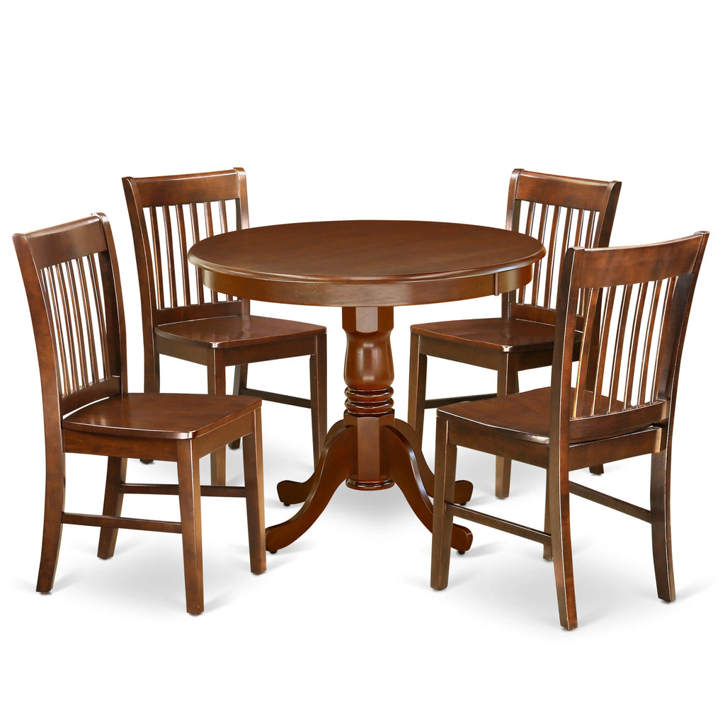 Antique 5-Piece Dining Chair and Round Table Set in Mahogany G511