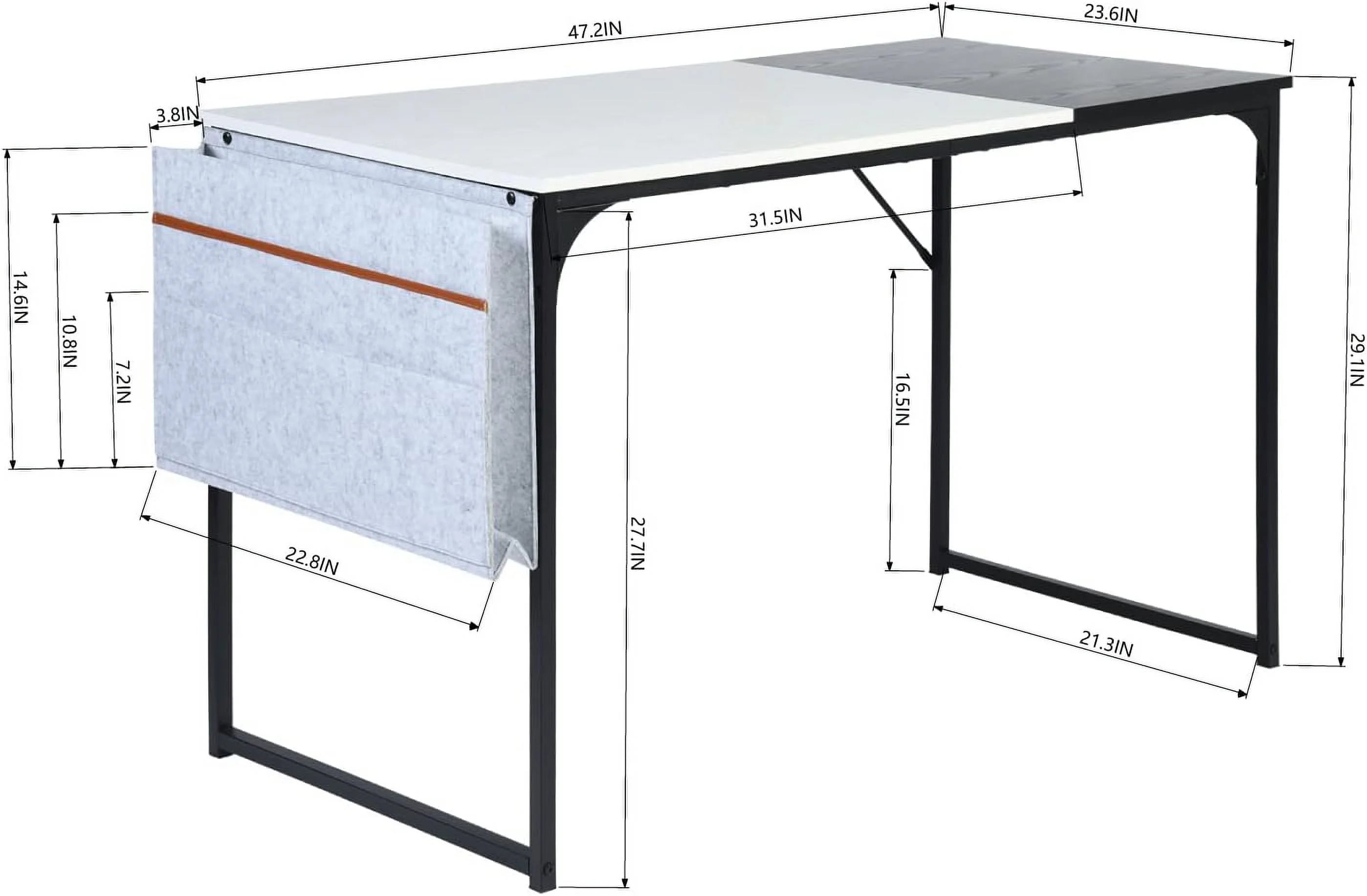 47 inch PC Metal Frame Computer Desk with Storage Bag for Home Office L839