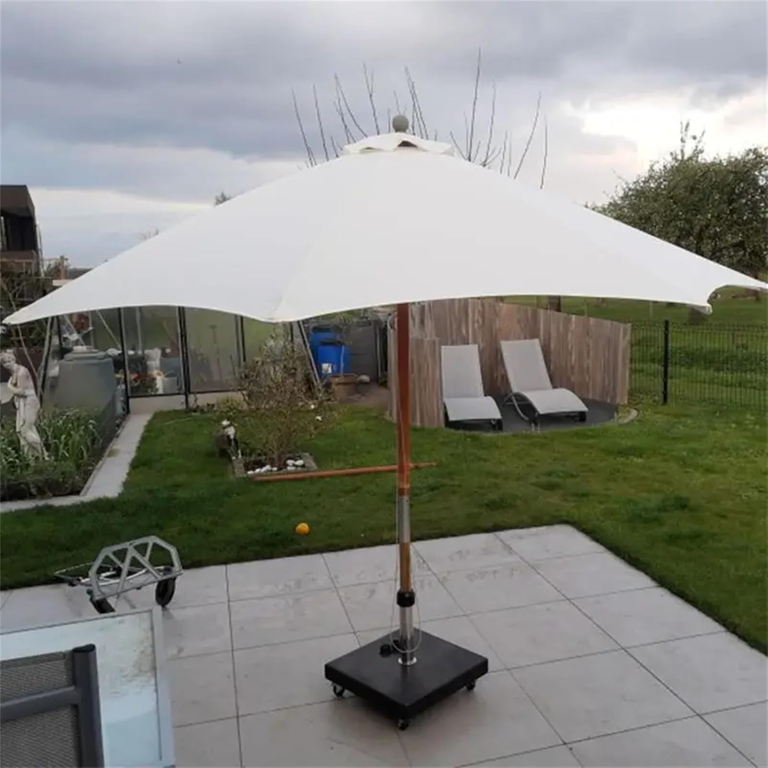 Patio Umbrella Replacement Canopy Top Cover, 8 Ribs, White V64530