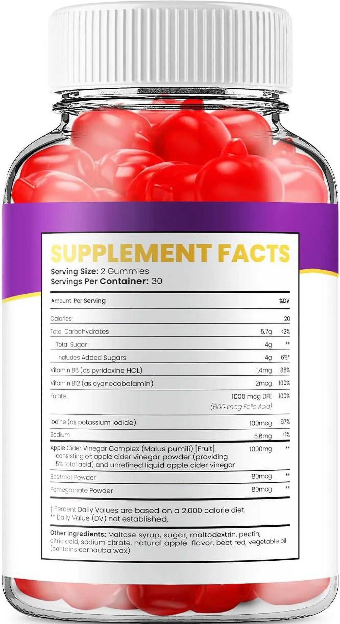 Keto ACV Gummies Apple Cider Vinegar Supplement with B12 Beet Root, 300 Count Z539