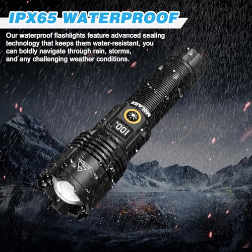 Rechargeable LED Flashlight, 900000 Lumens, Zoomable, Waterproof, Tactical Handheld Light S25279