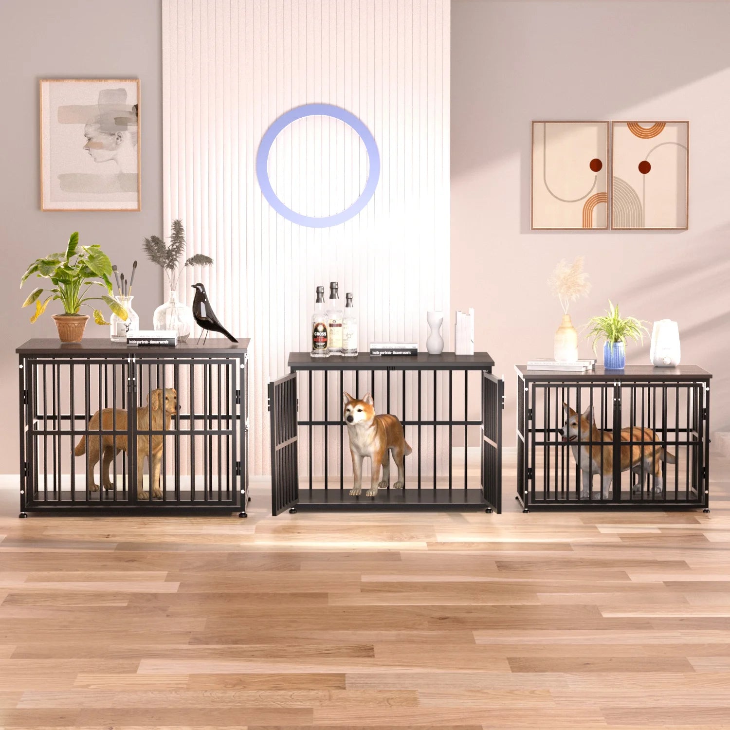 Wooden Dog Crate End Table for Medium and Large Dogs A832771