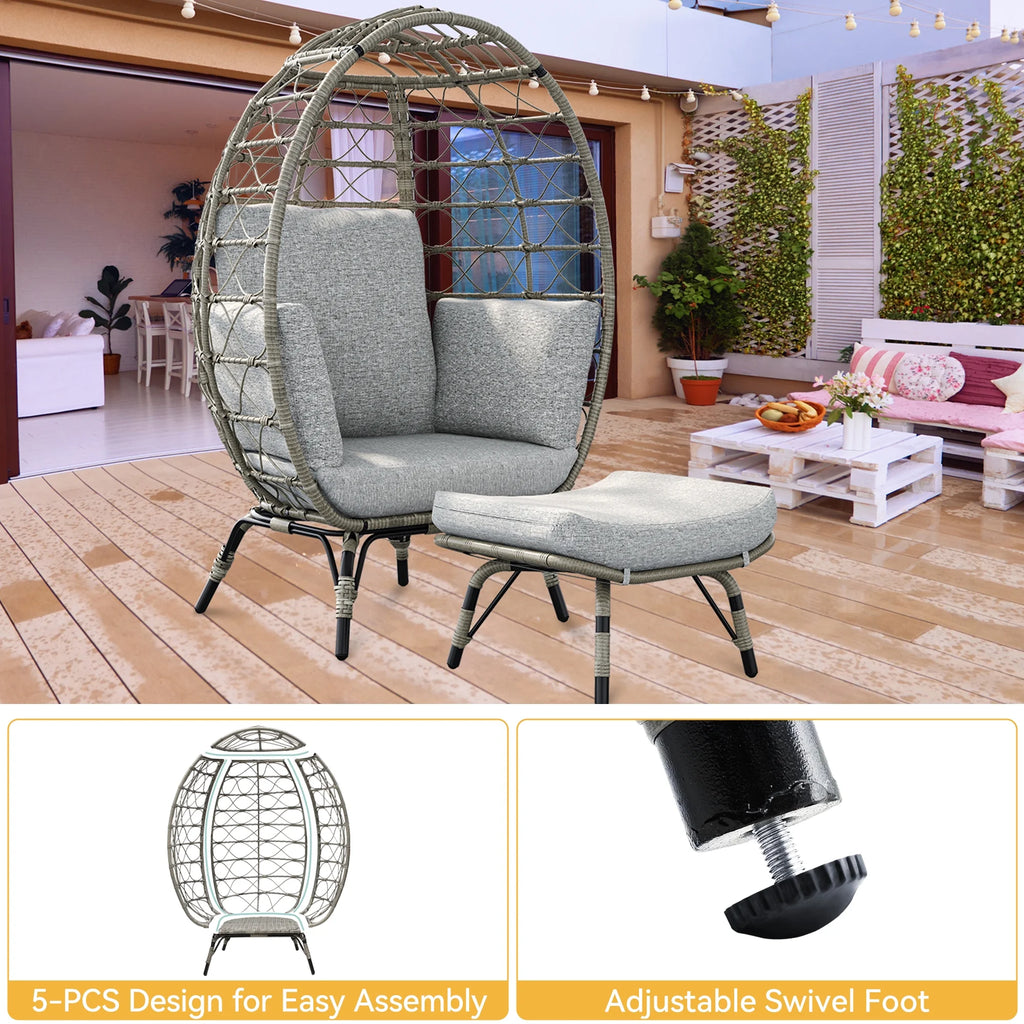 Egg Chair with Stand and Cushion for Patio, Garden, Backyard X902784