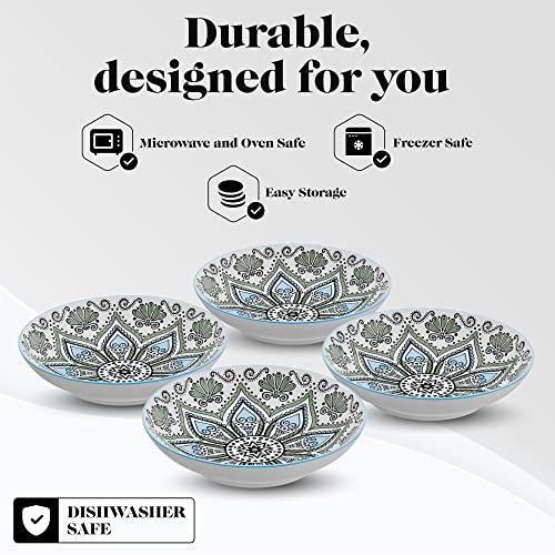 Pasta Bowls Set of 4, 9-Inch Wide and Shallow Dinner Plates X196616