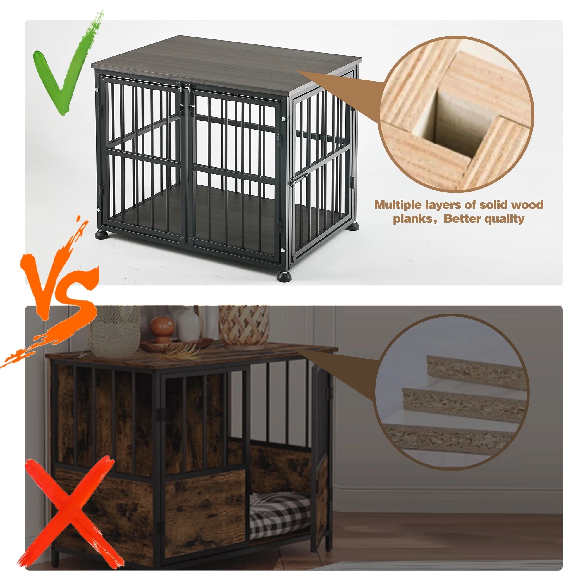 Wooden Dog Crate End Table for Medium and Large Dogs A832771