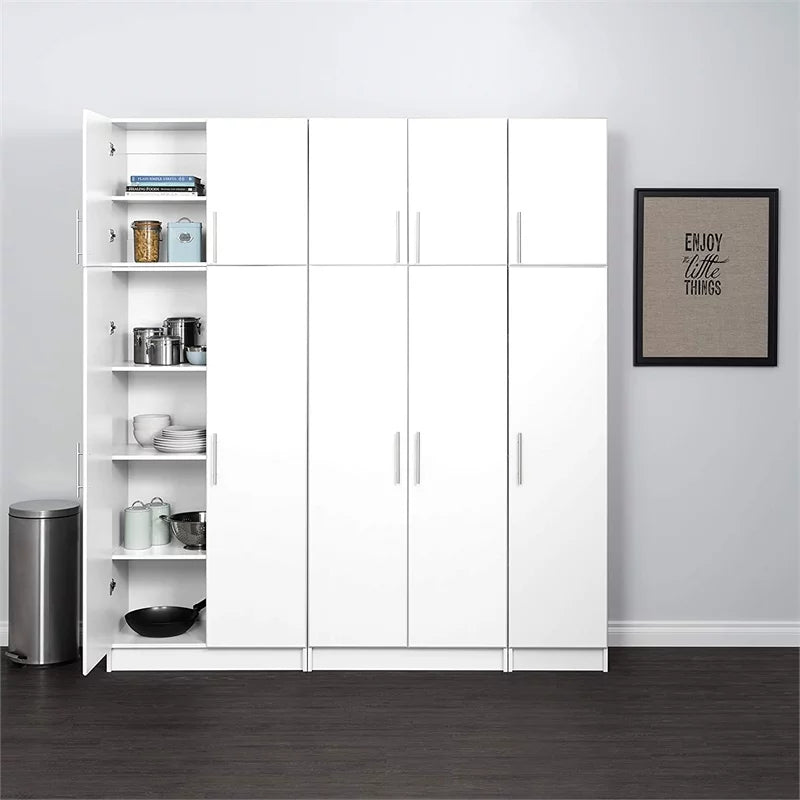 Kingfisher Lane Modern Storage 16" Wood Broom Cabinet in White