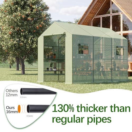 Walk-in Greenhouse with Roll-Up Zipper Door and Shelves, 56x28x76 inch U530766