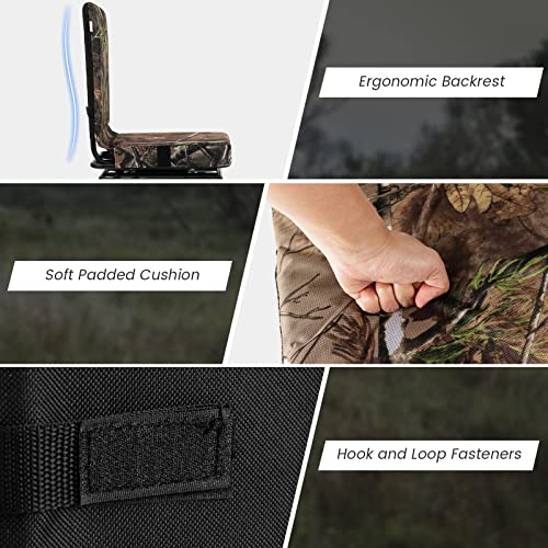 Hunting Chair, 360 Degree Swivel with Padded Cushion, Portable Folding for Blind, Fishing, Camping M6899