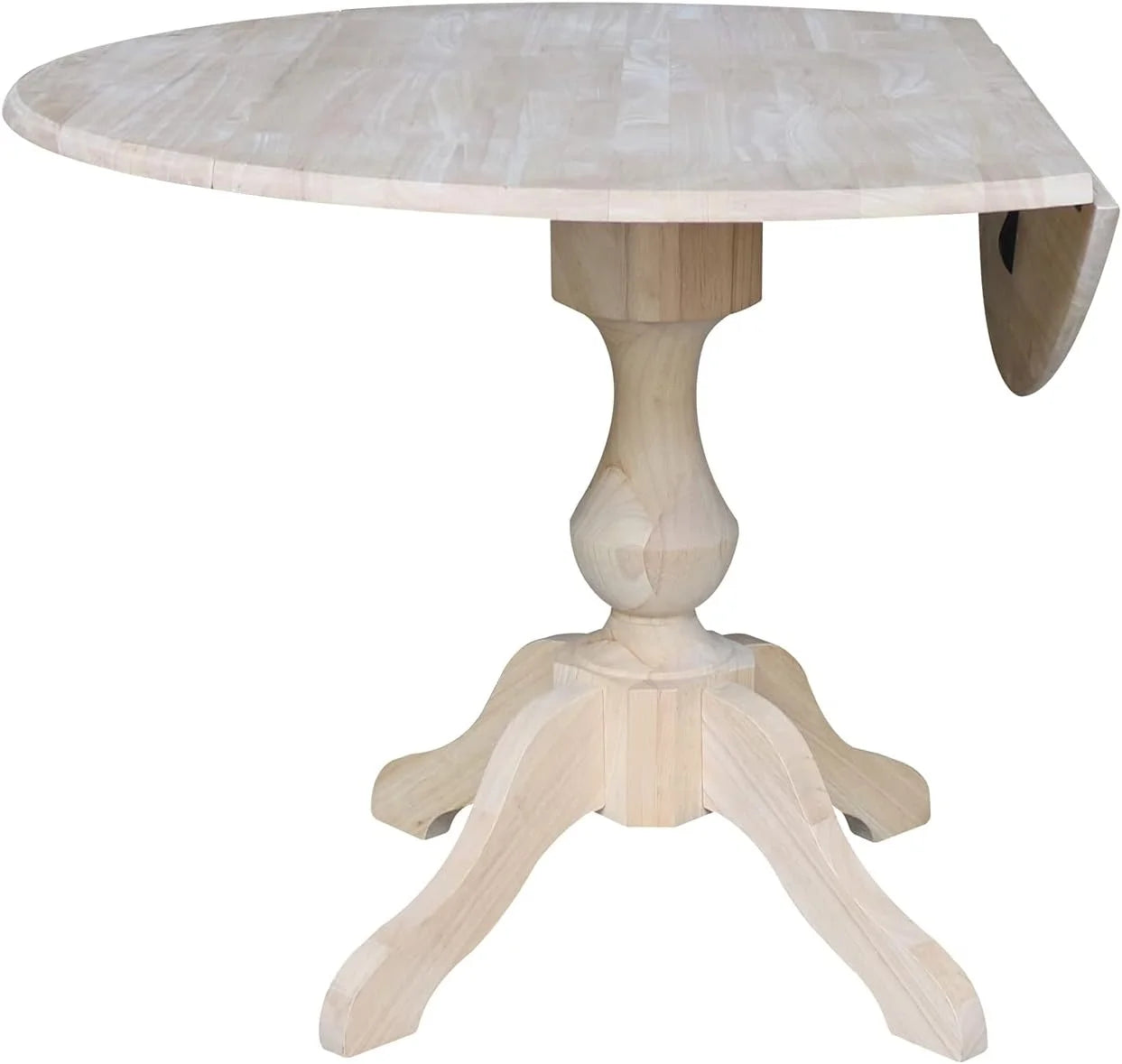 Round Dual Drop Leaf Pedestal Dining Table, Unfinished K6880