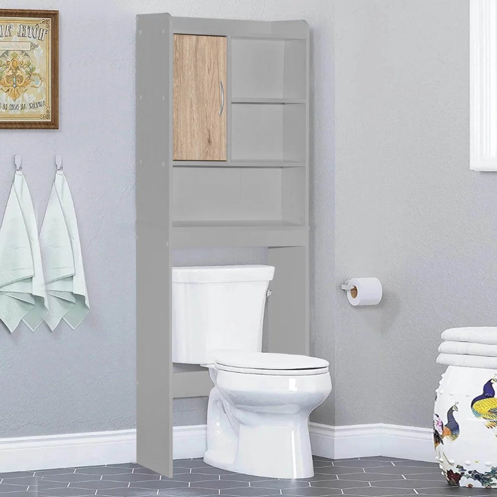 Over-the-Toilet Storage Cabinet in Light Gray & Natural Oak G649