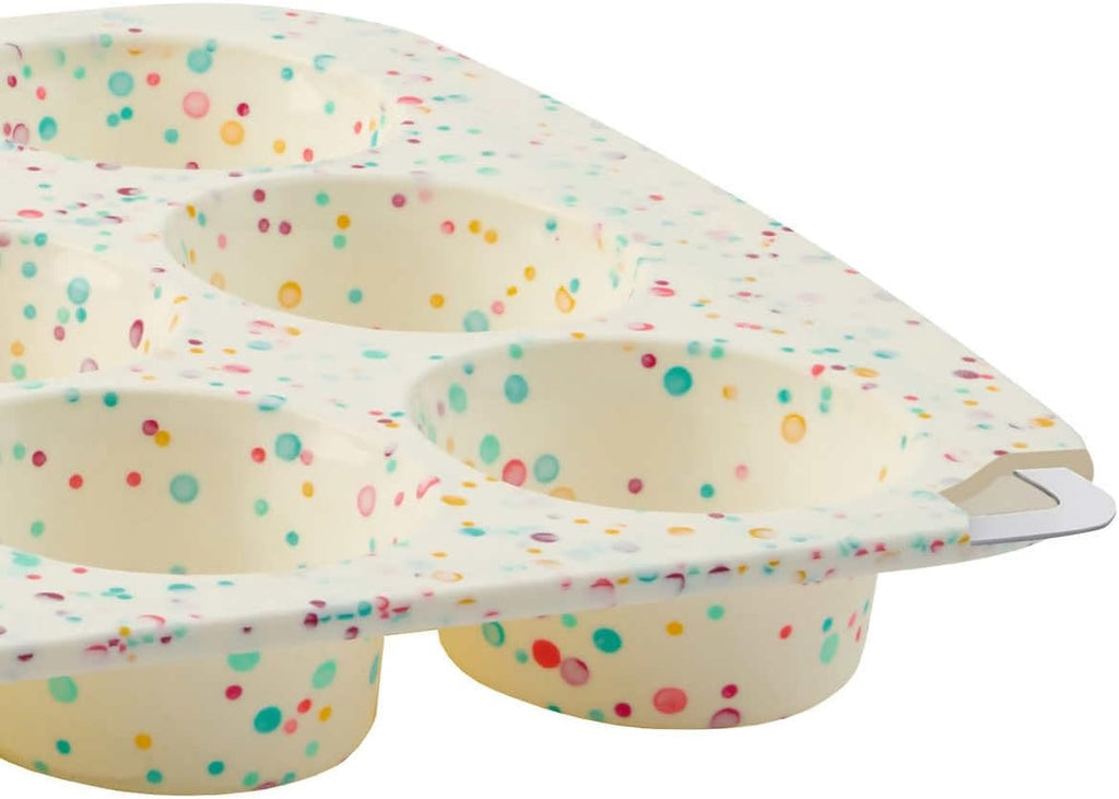 White Confetti Reinforced 12 Cup Dome Cake Pan Silicone Bakeware 2 Pack Q702221