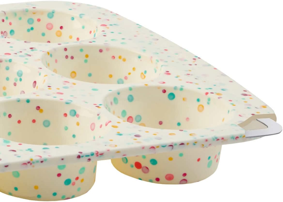 White Confetti Reinforced 12 Cup Dome Cake Pan Silicone Bakeware 2 Pack Q702221
