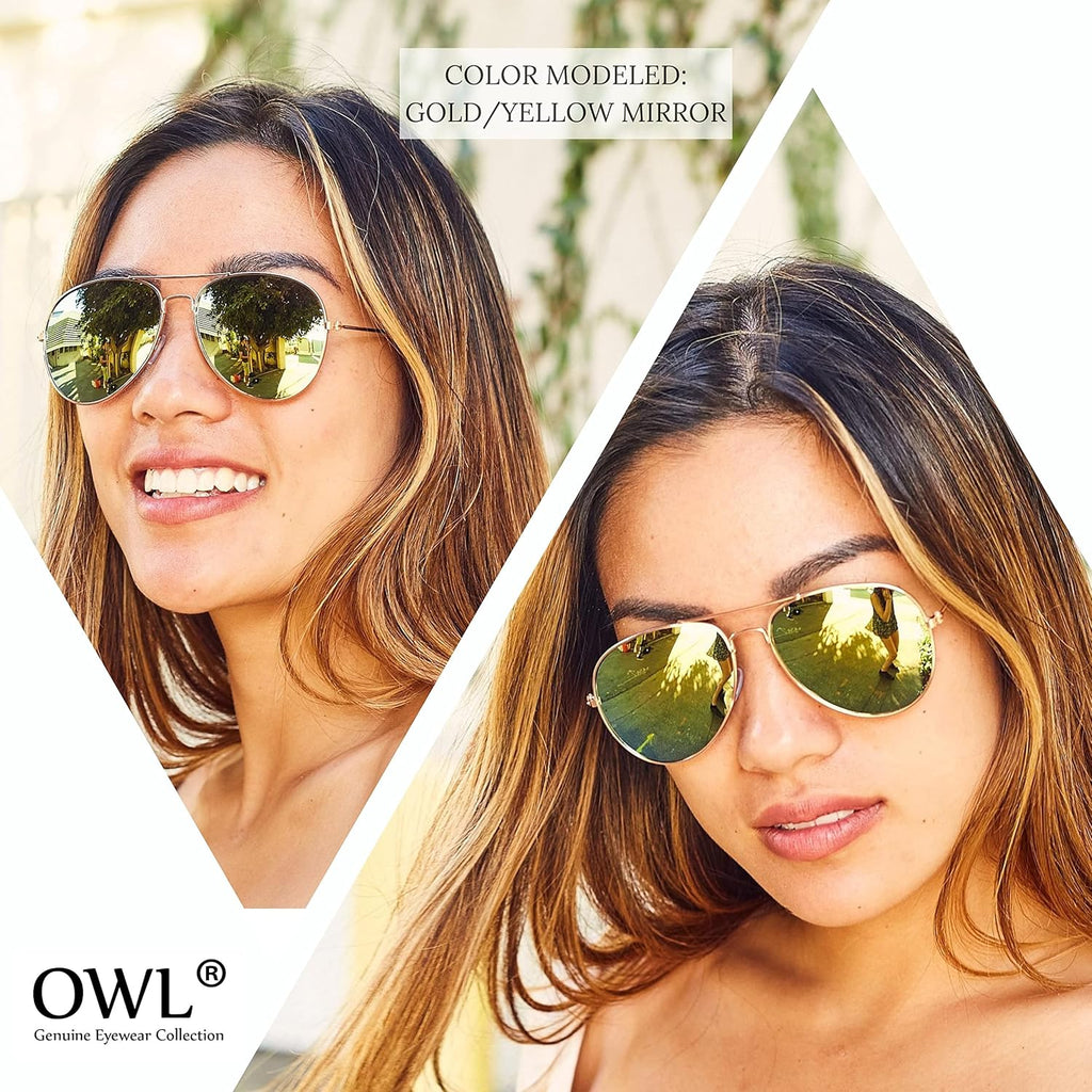 Aviator Sunglasses with Mirror Lens, Metal Frame P550001